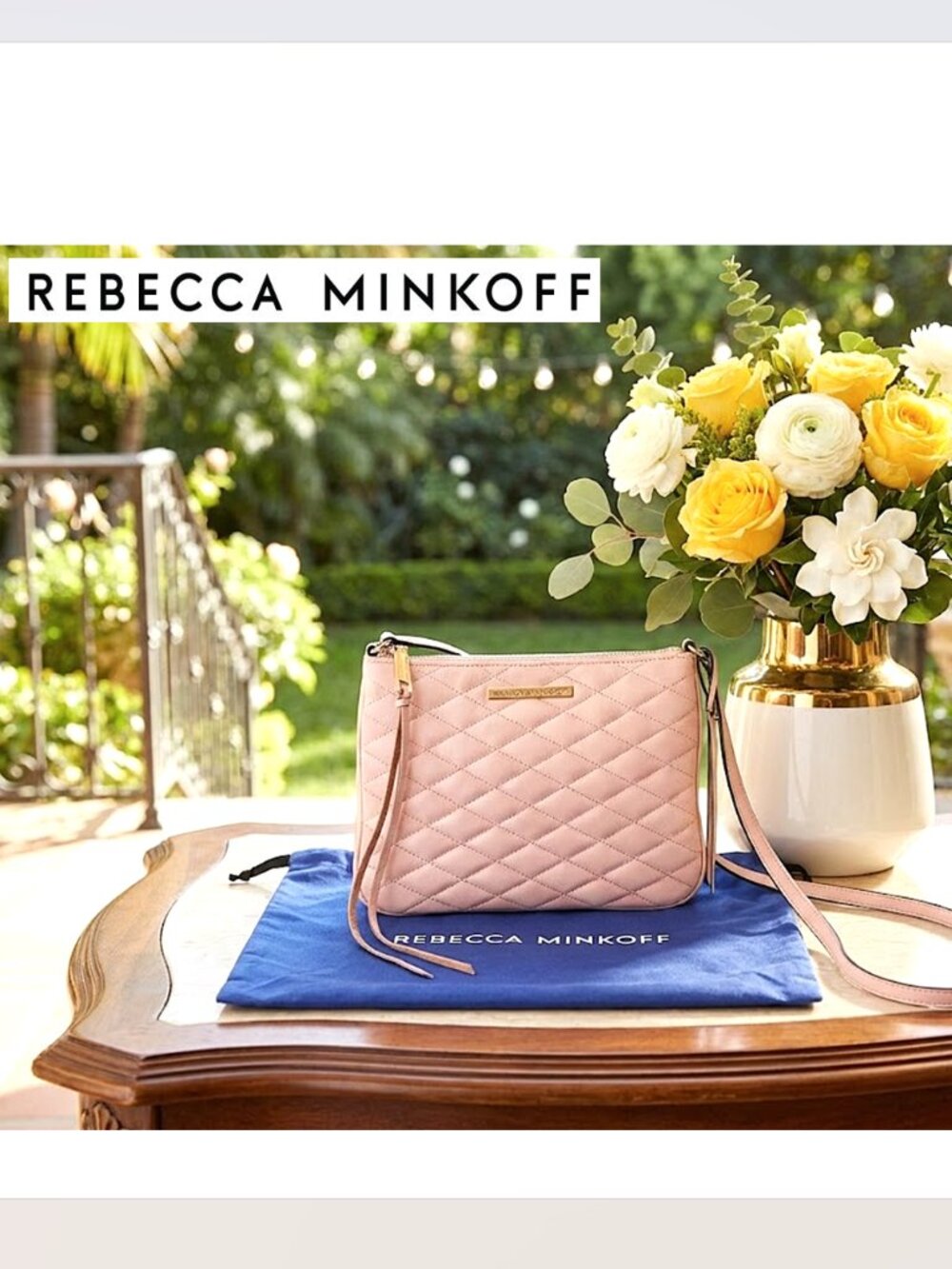 REBECCA MINKOFF - 100% leather quilted crossbody Love Kerry bag (quartz pink)